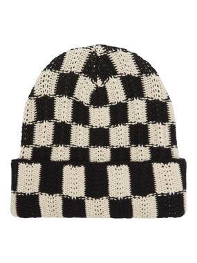 SUNDAYS Black & Cream Checkerboard Knit Beanie